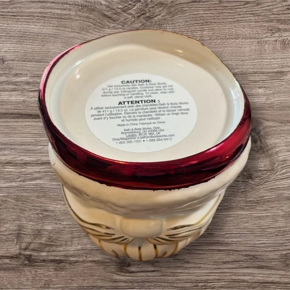 BATH & BODY WORKS CERAMIC SANTA PEDESTAL 3-WICK CANDLE HOLDER, RETIRED NWT - Picture 3 of 4